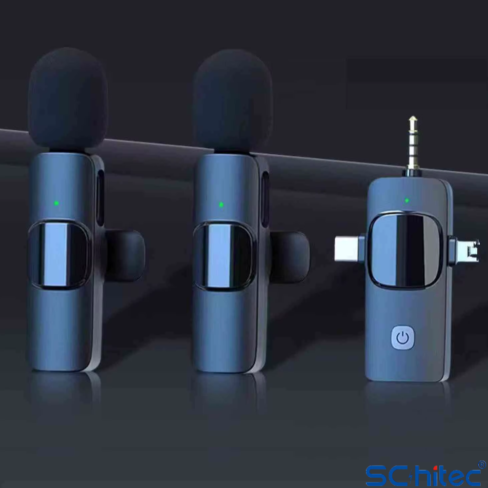 ScHitec 3in1 Type-C Lightning 3.5mm Çıkışlı İkili Kablosuz HD Wireless Yaka Mikrofonu K3519