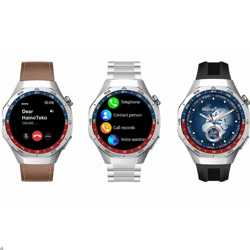 Haino Teko-25 Akıllı Saat Gümüş 1 Kasa 3 Kordon AMOLED Bluetooth Arama Suya Dayanıklı Uzun Pil Ömrü