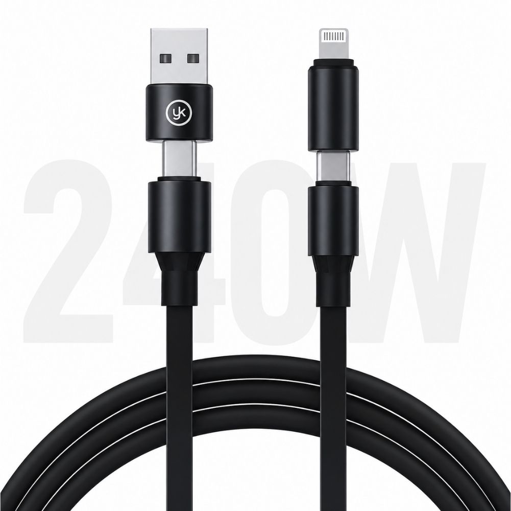 SChitec 4in1 240W Süper Fast UsbA Type-C Lightning Hızlı Şarj ve Data Kablosu  YK347